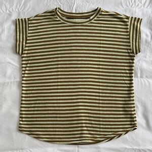 Madewell Brown and Cream Striped Linen Tee
